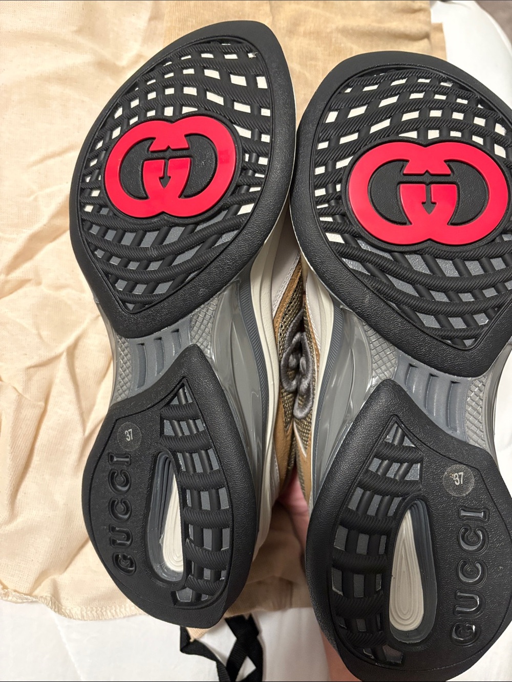 Gucci womans runners ( Chunky Sneakers in Taupe, Brown and Olive) - Picture 4 of 5